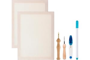 Zuaooz 2PC 11.8''x15.7'' Punch Fabric Frame, Punch Needle Kit with 3.5mm & 5mm Needles, Marking Pen & Scissors for DIY Craft Decoration