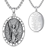 Cargari 925 Sterling Silver St Michael/St Raphael/St Jude/St Christopher/St Benedict Crucifix Pendant Necklace Religious Amulet Jewelry Gift for Men Women