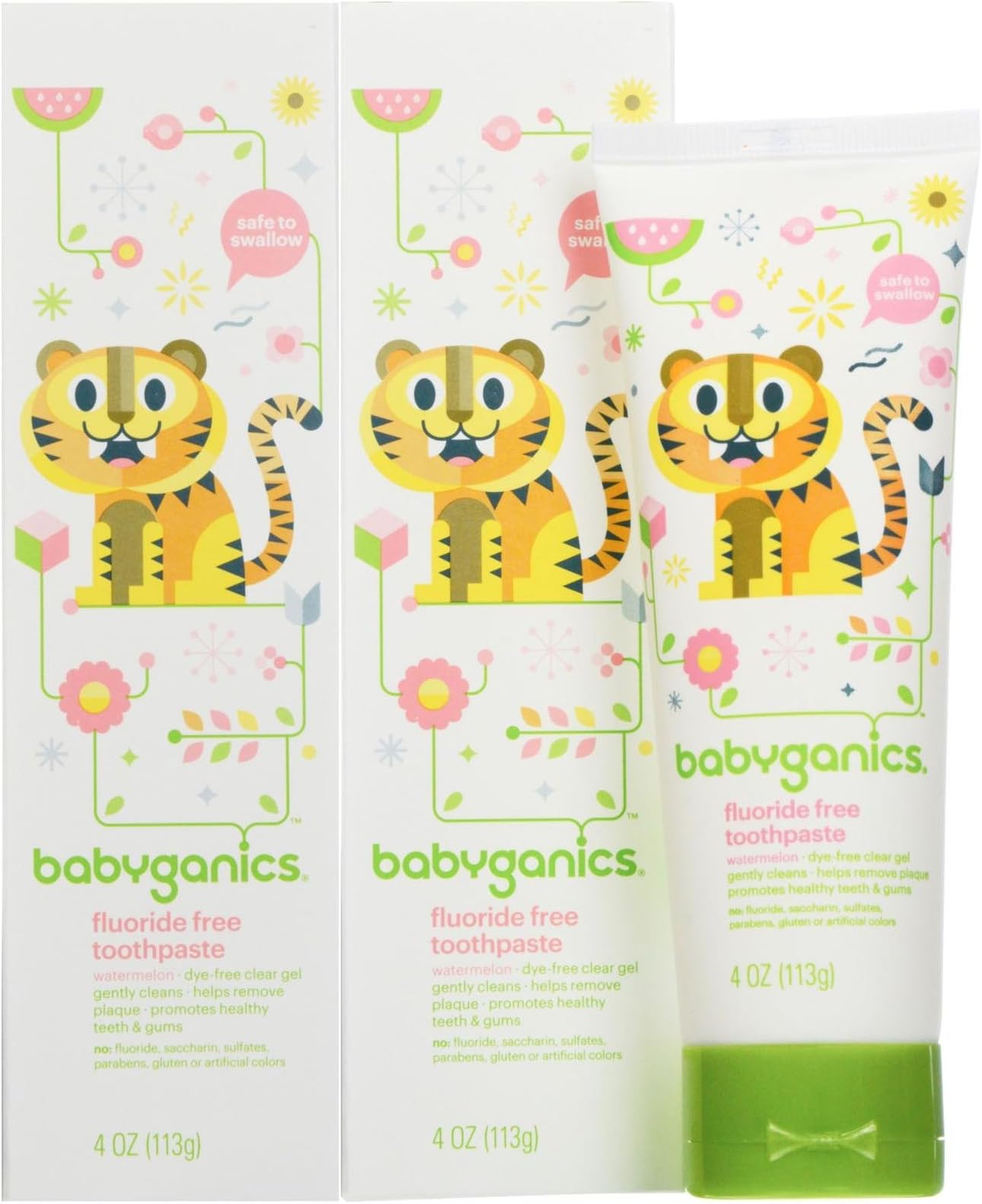 Babyganics Fluoride-Free Toothpaste - Watermelon - 4 oz - 2 pk