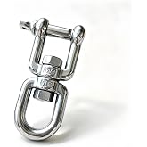 1/2" (M12) Jaw and Eye Swivel Shackle Marine Grade 316 Stainless,1PCS | Rustproof 360&deg; Rotation | 2000lb Load | Eye-Jaw Double Shackle | for Boat Anchors, Gym Cables,DIY Outdoor Connection