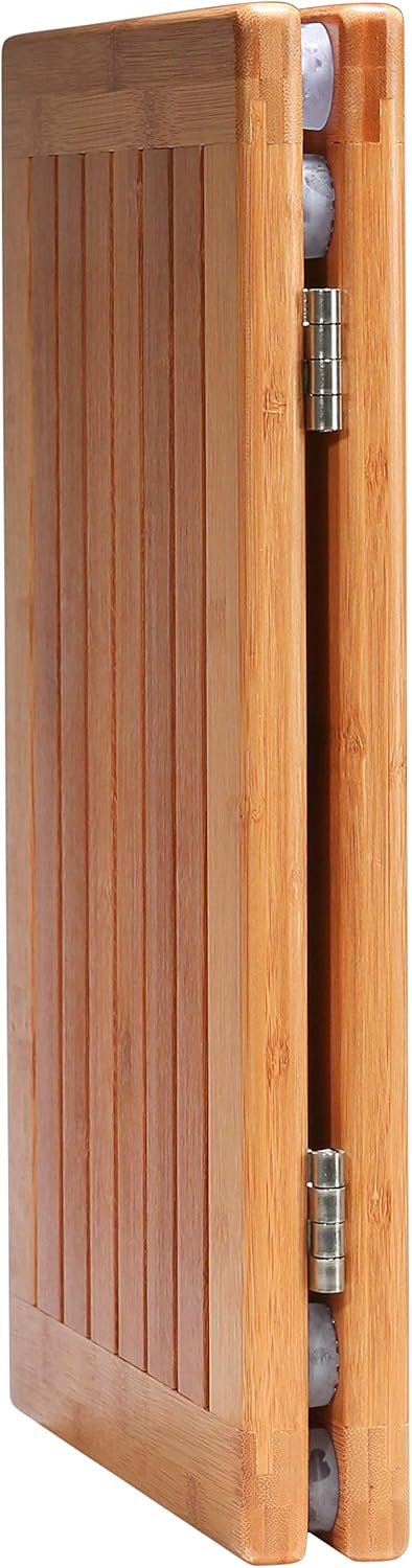 Bambusi Luxury Bamboo Bath Mat - Non-Slip Shower Floor Mat for Bathroom and Spa Folds for Easy Storage - Indoor and Outdoor Use - 18 x 24 Inches: Home & Kitchen
