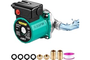 VEVOR Recirculating Water Circulator, 93W 110V Automatic Start NPT 3/4" w/Brass Fittings, Stainless Steel Head, Three Speed C
