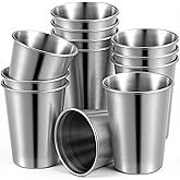 Afcabakila 12 Pack Stainless Steel Cups, 12 oz Metal Pint Cup, 350 ml Tumbler Durable Stackable Cup Shatterproof Metal Drinking BPA Free for Bar, Home, Restaurant Travel Outdoor Camping