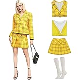 EDAUWAE Halloween 90s Schoolgirls Costume Dresses Women's Plaid Blazer Skirt Uniform Cosplay Deluxe Costumes Skirt
