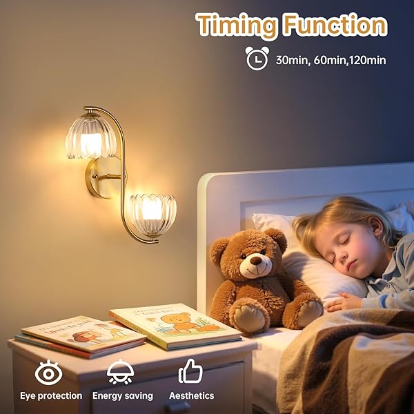 SHENMOYL BATTERY OPERATED WALL SCONCE, 2-LIGHTS VINATGE BRASS WALL LIGHTING UP AND DOWN WITH CLEAR TULIP SHADE FOR LIVING ROOM, BEDROOM, SYMMETRICAL 2 PACK