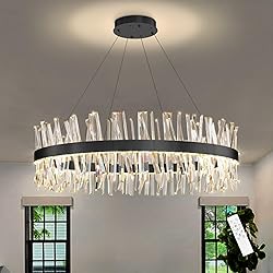 HAIXIANG Black Luxury Glam Chandelier Crystal LED