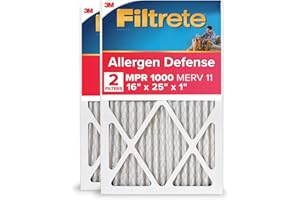 Filtrete 16x25x1 Air Filter MERV 11, MPR 1000 Micro Allergen Defense 2-Pack, AC Furnace HVAC Filters for Home, 3-Month Pleated Electrostatic (Actual Size 15.719 x 24.72 x 0.84 in)