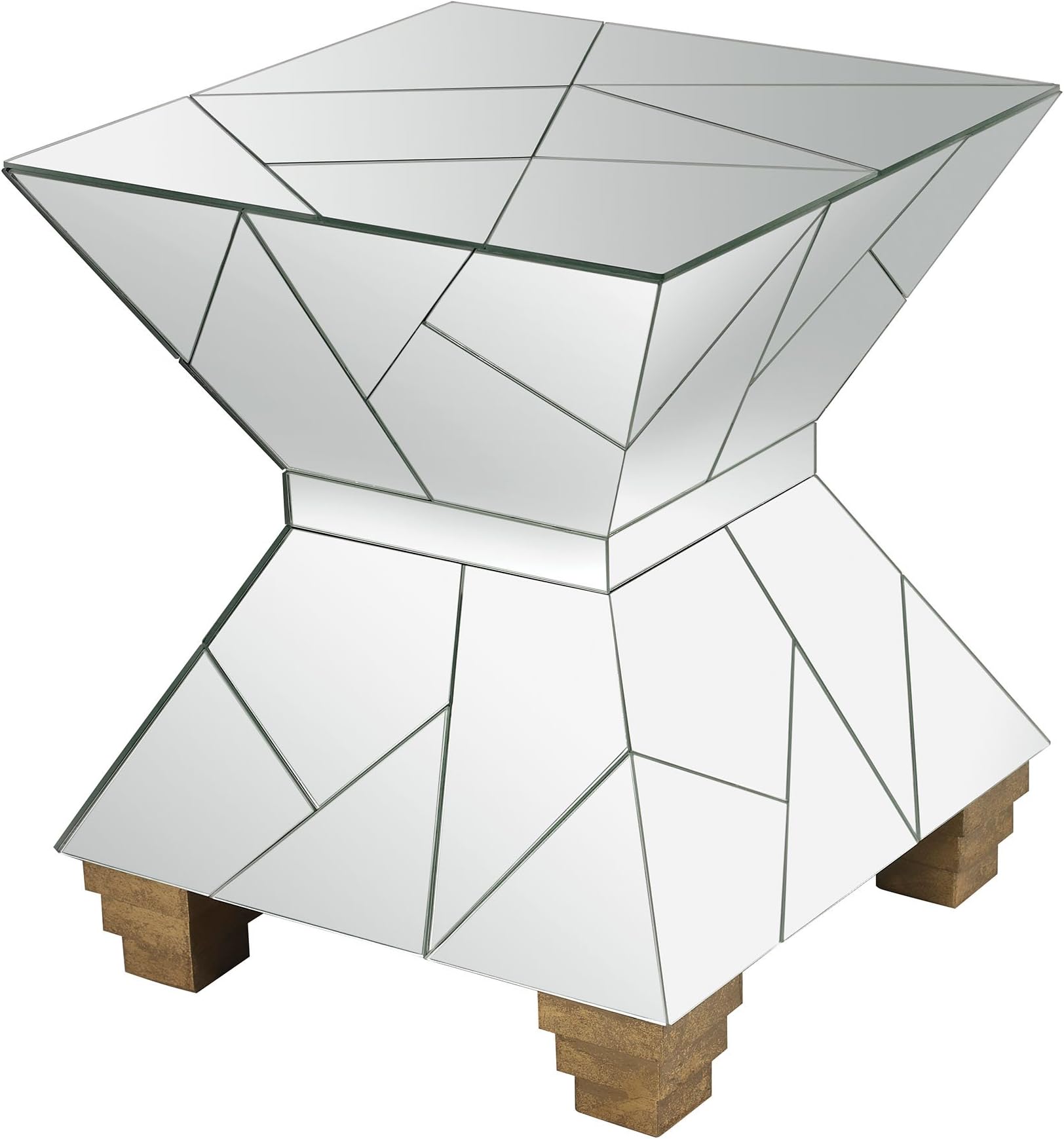 Dimond Home Mirrored Mosaic Hourglass Foot Stool, 16" x 16" x 19", Mirror/Gold