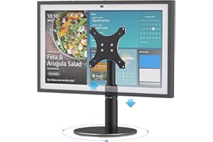 Almoz Riser Stand for Echo Show 21, Show 15 (All Generations), Adjustable Height with Swivel and Tilt, Aluminum Holder Stand for Show 21, Sturdy Non-Slip Base, Easy Screw Assembly (Riser-Black)