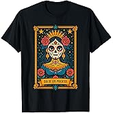 Tarot Catrina Top for Women, Dia De Los Muertos Sugar Skull T-Shirt
