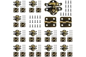NIANNIAN 24Pcs Antique Small Box Hinges 12Pcs Antique Latch Hook Hasp Jewelry Box Hinges and Latches for DIY Jewelry Box