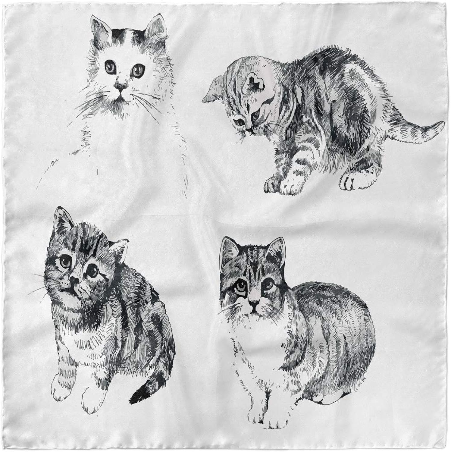 Lunarable Cats Head Scarf Detailed Sketches Retro Style Hair