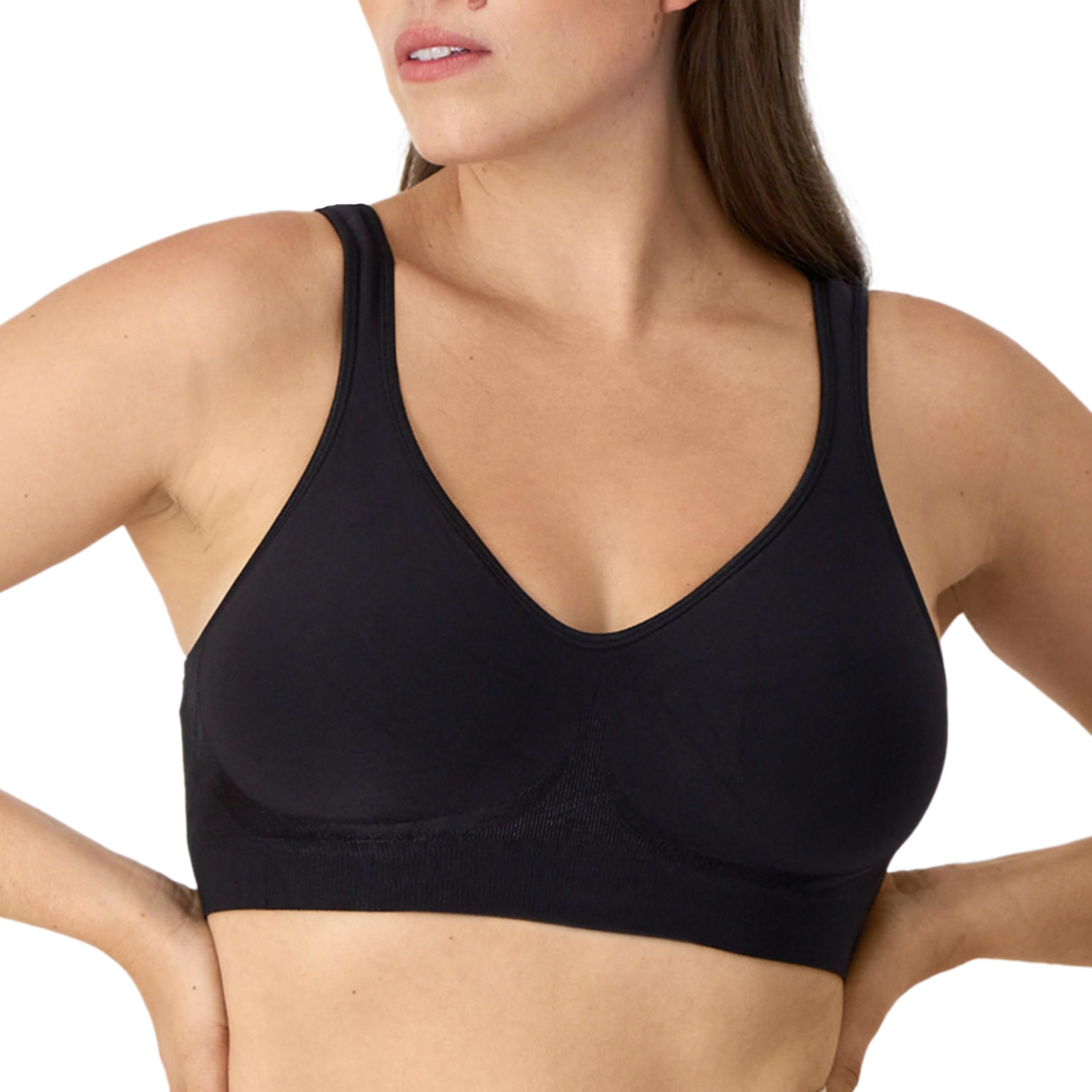 Photo 1 of Bali Womens Comfort Revolution Wireless Bra, Seamless 2-ply Cups, Comfortflex Fit Bras, Black, Large US