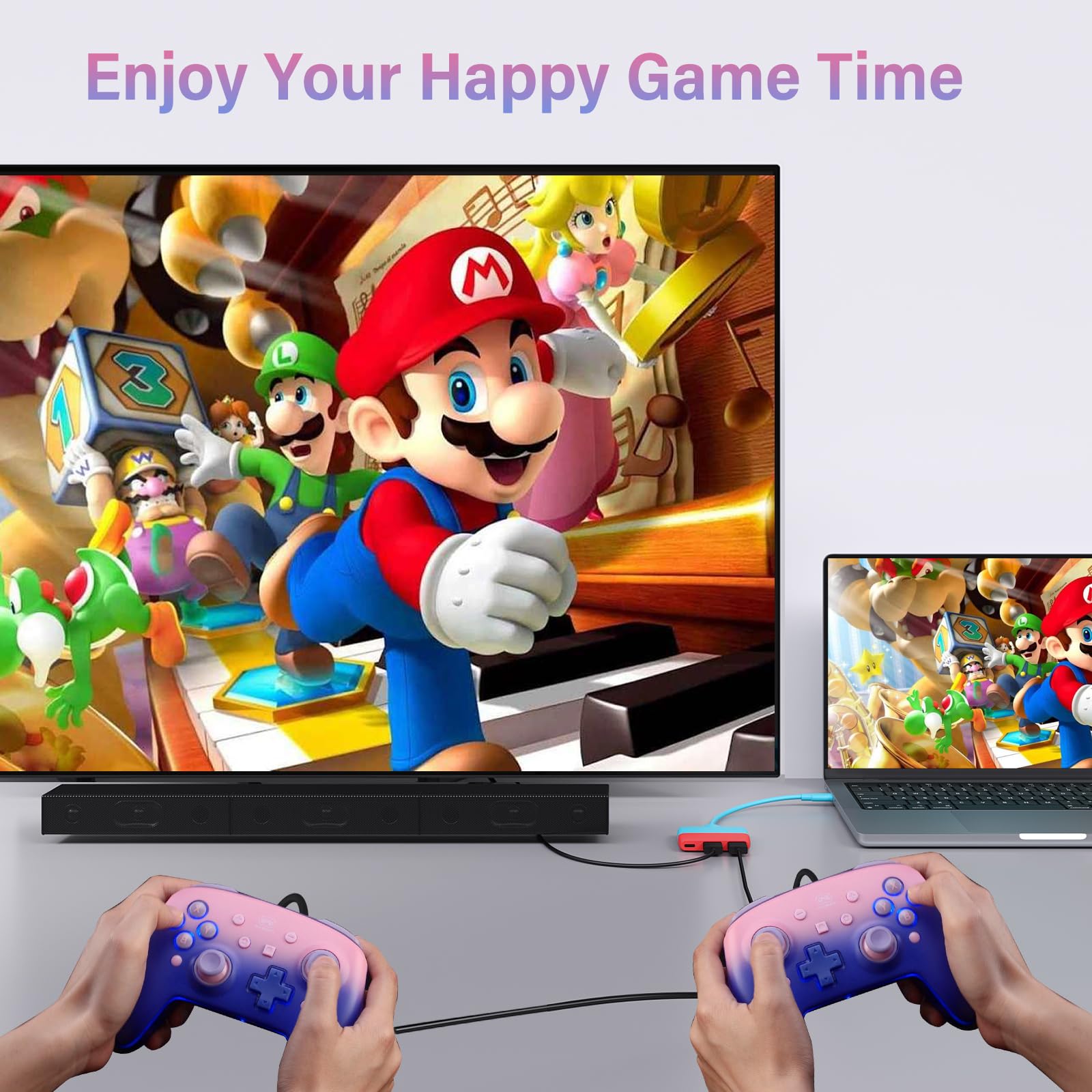 Battony USB C to HDTV Adapter for Nintendo Switch/Switch OLED/MacBook Pro Air/iPad Pro/Android Phone, USB3.0 5GBps Date Transfer, USBC to 4K HDTV Output Multiport AV Converter Adaptor for Switch