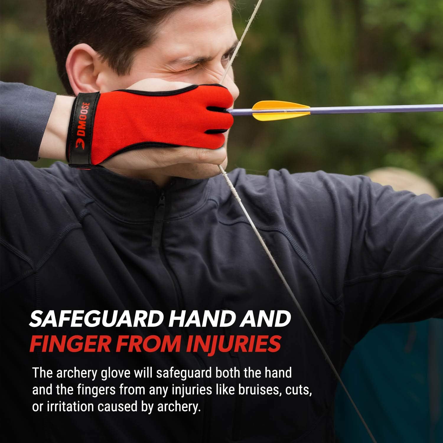 DMoose Archery Glove for Men Women, Three Finger Design, Finger Protection Shooting Hunting Targeting Bow Tab Gear Accessories, 4-Way and Leather Material Non-Slip Padded Guard Improve Grip Stability : Sports & Outdoors
