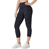 Enjoyoga Capri Leggings for Women with Pockets, High Waisted Leggings Tummy Control Yoga Pants Workout Leggings