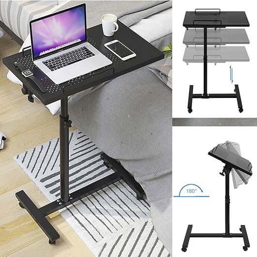 Mesa auxiliar de metal con altura ajustable para cama, mesa ...