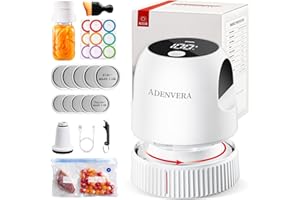 ADENVERA Electric Mason Jar Vacuum Sealer Kit - Auto Stop Jar Sealer for Mason Jars, 3-in-1 Vacuum Sealer for Jars & Sous Vide Bags, Portable Mason Jar Sealer with One-Button Food Preservation, White