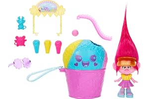 Mattel DreamWorks Trolls Fun Fair Surprise FairFest Small Doll & 10 Accessories, Carnival Food Popcorn Theme with Queen Poppy