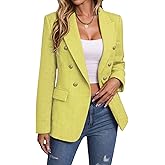 Mina Self 2026 Spring Women's Tweed Plaid Blazer Jacket - Fully Lined Fashion Business Casual Elegant Work Coat Pockets