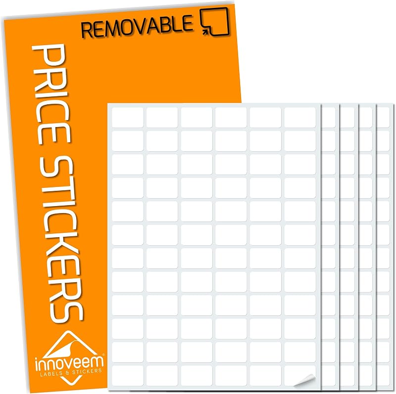 Innoveem Price Stickers Easy Peel Off 360 x 13mm Small Labels Waterproof