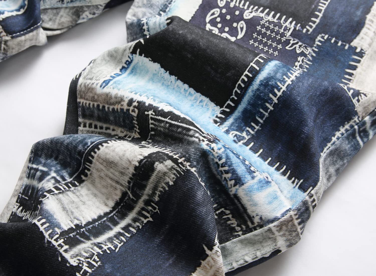 Baylvn Men's Designer Straight Slim Fit Patchwork Jeans Comfort Skinny Biker Denim Pants