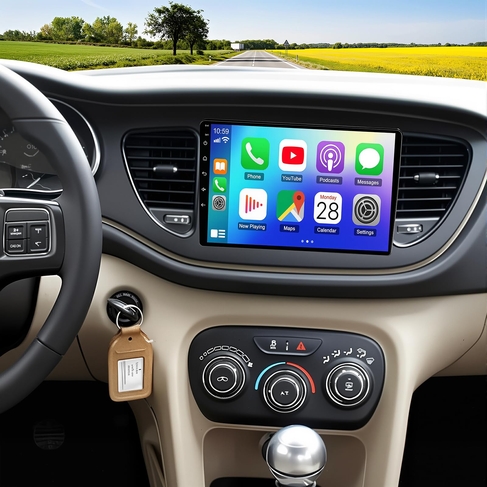 Photo 1 of 4+64G Android 13 Car Stereo for Dodge Dart Radio 2012-2016 with Wireless Carplay Android Auto,9 inch HD Touchscreen Car Radio with WiFi,GPS Navigation,Bluetooth,FM/RDS Radio,SWC,Mic +AHD Rear Camera