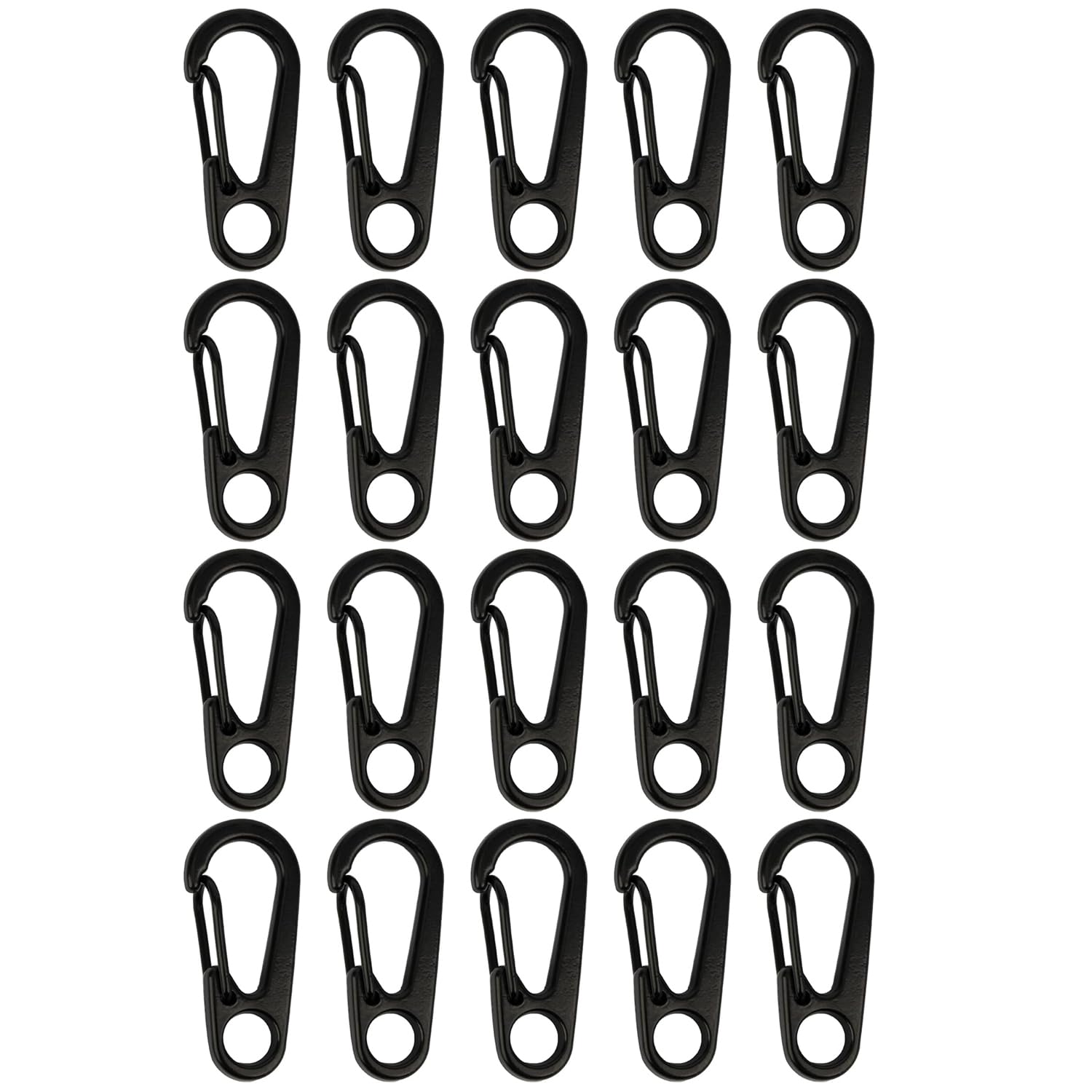 ZEACCT 20 Pcs Mini Carabiner Clip, Zinc Alloy Snap Hook, Black, Round, Non-locking, Ideal for Camping, Hiking, DIY Projects, Backpacking, Fishing, Outdoor Activities