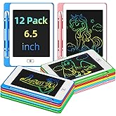 Party Favor 12 Pack LCD Writing Tablet for Kids, 6.5 Inch Colorful Doodle Board Drawing Tablet, Erasable Reusable Drawing Pads, Educational Learning Toys Birthday Gifts for Girls Boys Age 3 4 5 6 7 8