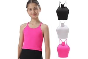 Attifall Girls Ribbed Crop Tank Top Pack Seamless Racerback Cami Tanks for Teen Girl Dance Athletic Cropped Tops