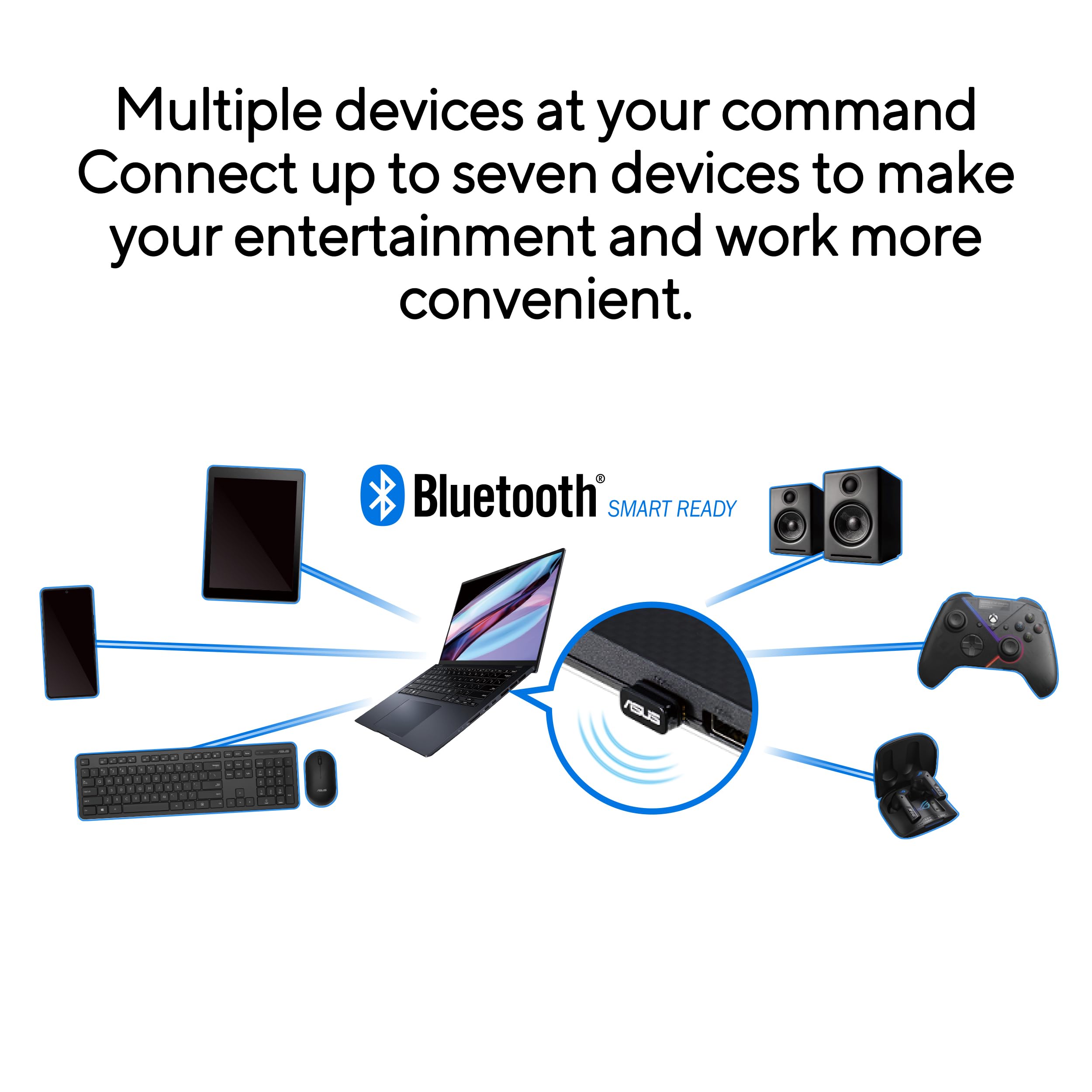 ASUS USB-BT540 Bluetooth 5.4 Dongle Adapter (kompatibel mit Windows 11, 10, 8.1, Linux, für bis zu 7 Geräte, für PC und Laptop, Plug & Play, BLE) 4