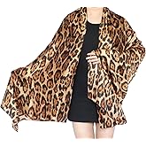 Azyekiny 70x35in Women Leopard Animal Print Silk Head Hair Satin Scarf Wrapping Long Winter Spring Thin Lightweight Shawl Travel 2026