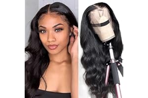 ANNELBEL 13x6 Wear and Go Glueless Body Wave Lace Front Wigs Human Hair HD Transparent Lace Frontal Wigs Pre Plucked with Baby Hair 180% Density Human Hair Wigs for Black Women 18 Inch Natural Color