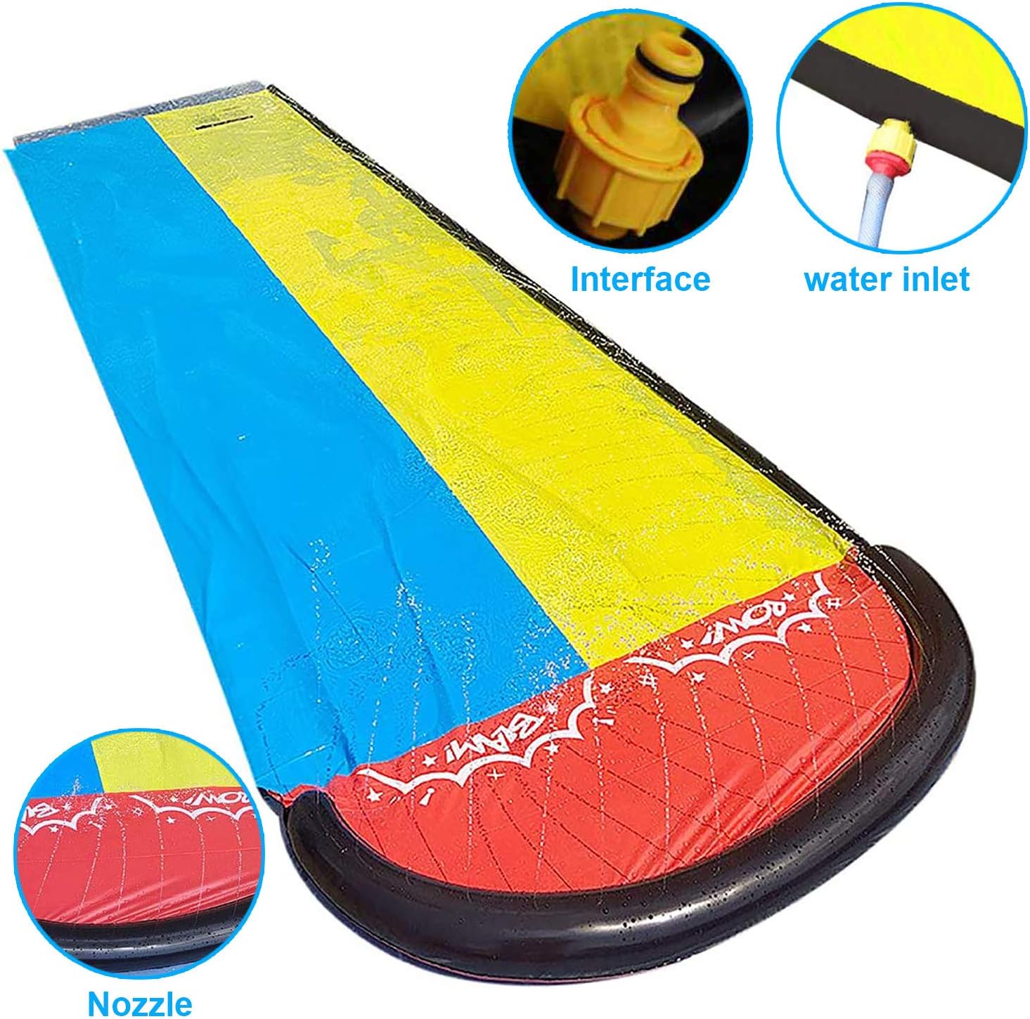 Lawn Water Slides for Kids Adults - Garden Backyard Giant Racing Lanes and Splash Pool, Outdoor 15.7FT Water Slides with Crash Pad Outdoor Water Toys: Kitchen & Dining