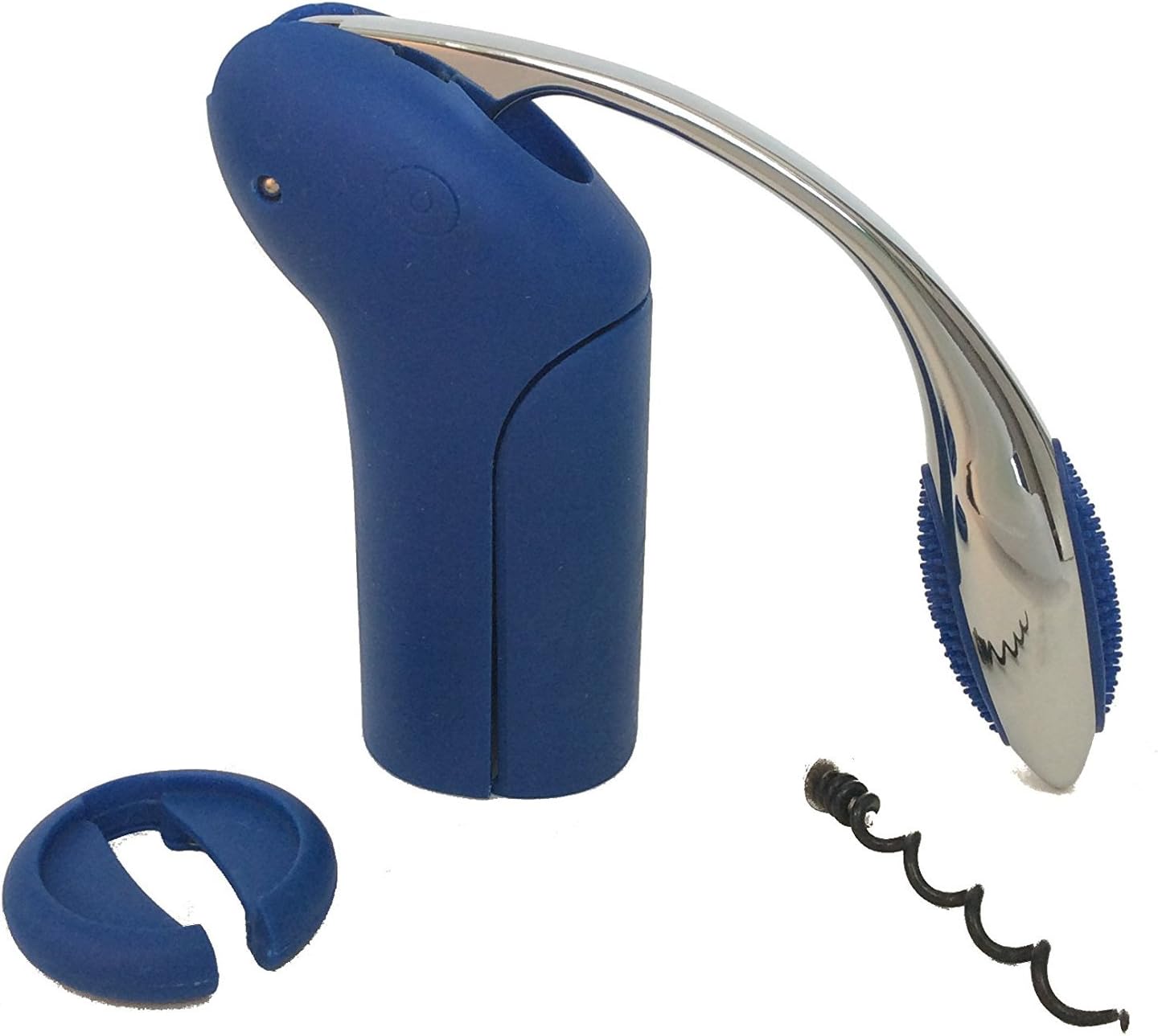 Rabbit Style Vertical Corkscrew with Foil Cutter and Extra Spiral (Royal Blue)