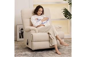 Divanus Large Glider Rocker Recliner,Beige Swivel Rocking Recliner Chair,Reclining Sofa Rocking Chair Nursery,23 Inches Deep Seat & 27 inches High Back,for Living Room, Bed Room‎ (Beige)