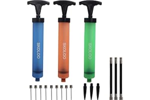 SKOLOO 10" Portable Hand Air Ball Pump Inflator Kit with Needle, Nozzle, Extension Hose for Soccer Basketball Football Volleyball Water Polo Rugby Exercise Sports Ball Balloon Swim Inflatables