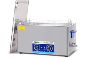 DK SONIC 22L Ultrasonic Cleaner,Stainless Steel Ultrasonic Part Cleaner with Cleaning Basket,Timer and Heater,Mechanical Sonic Cleaner for Cleaning Gun,Filter,Chain,Gear(110V,5.81Gal)