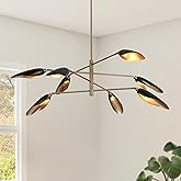 KSANA 48" Large Sputnik Chandelier, 8 Light Mid-Century Modern Dining Room Light Fixture Black Gold Industrial Pendant Chande