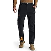 Libin Men's Fleece Lined Hiking Pants Snow Ski Water Resistant Thermal Zipper Pockets Insulated Softshell Cold Weather