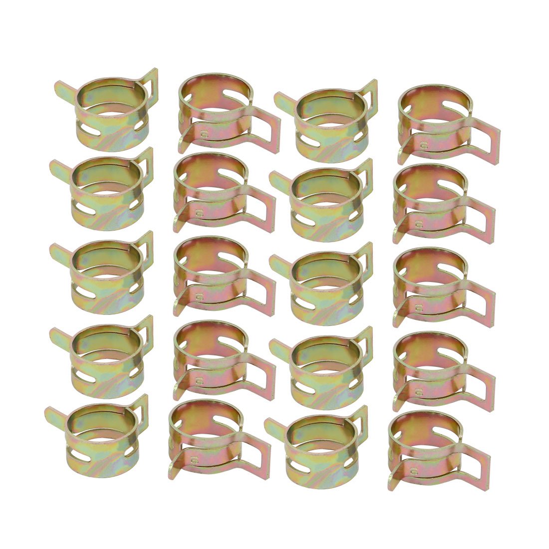 sourcingmap 20 Pcs 16mm Spring Band Type Action Fuel Hose Pipe Air Clamp Bronze Tone