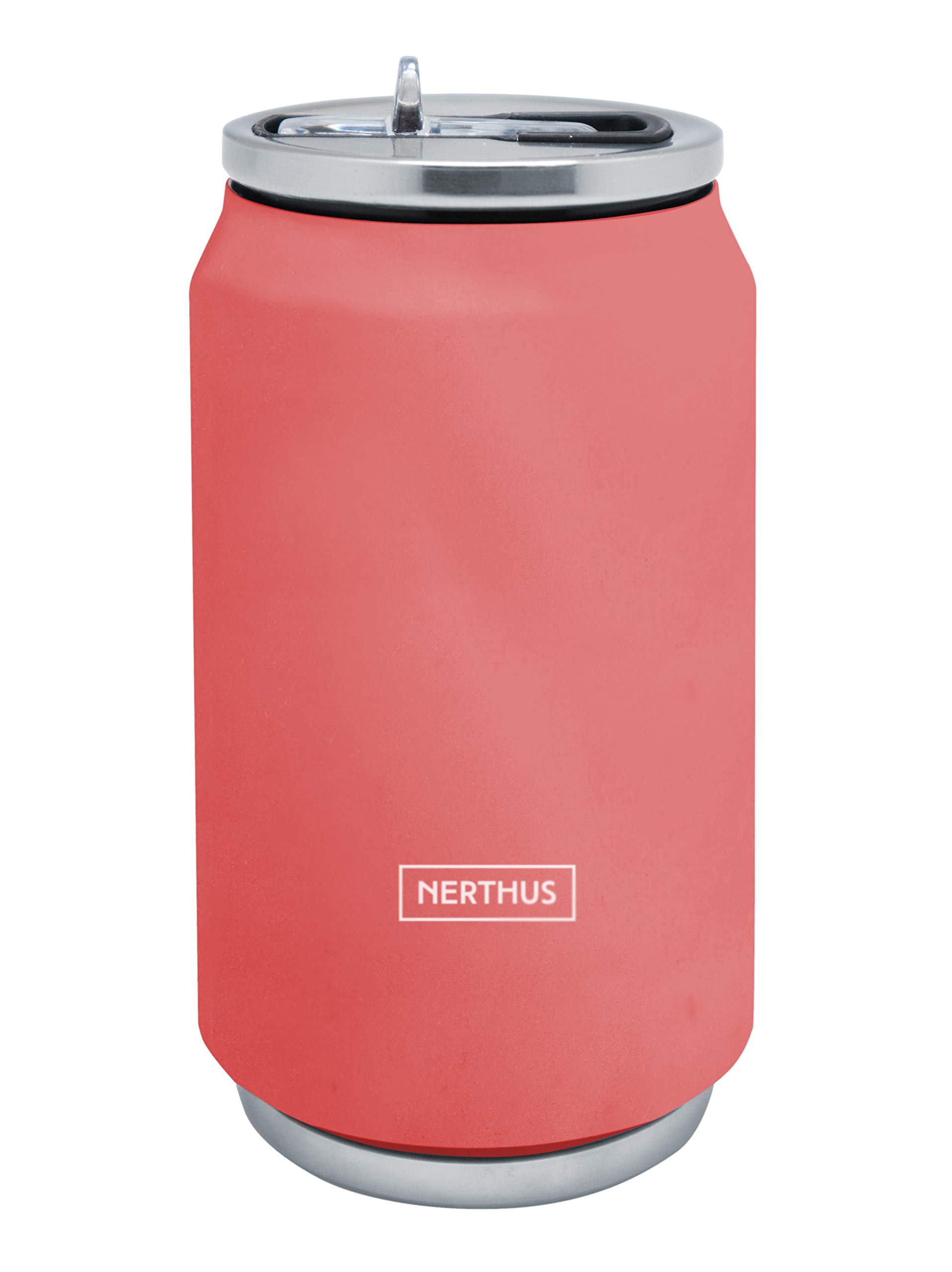 NERTHUS FIH 785 Double Wall Isothermal Tin 330 ml, Stainless Steel, Silicone Gasket, BPA Free, 18/8, Coral Garden