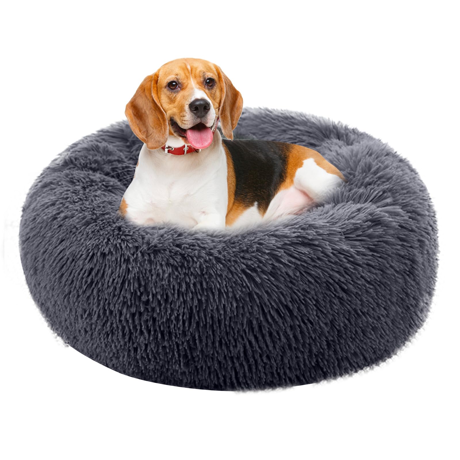 PETCUTE Dog Bed Cat Bed for Indoor Cats Washable Plush Donut Pet Bed Soft Calming Cuddler Kennel Small Medium Large