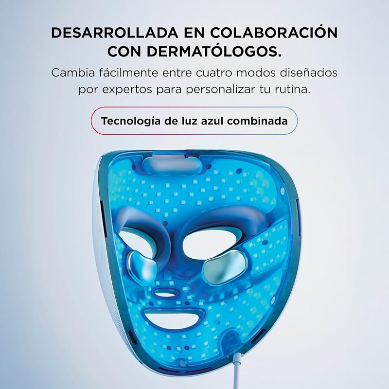 CryoGlow, Máscara Facial LED Vermelha e Azul, Cor Azul