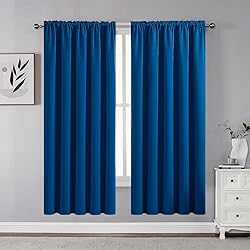 CUCRAF Royal Blue Blackout Curtains 63 inch Length