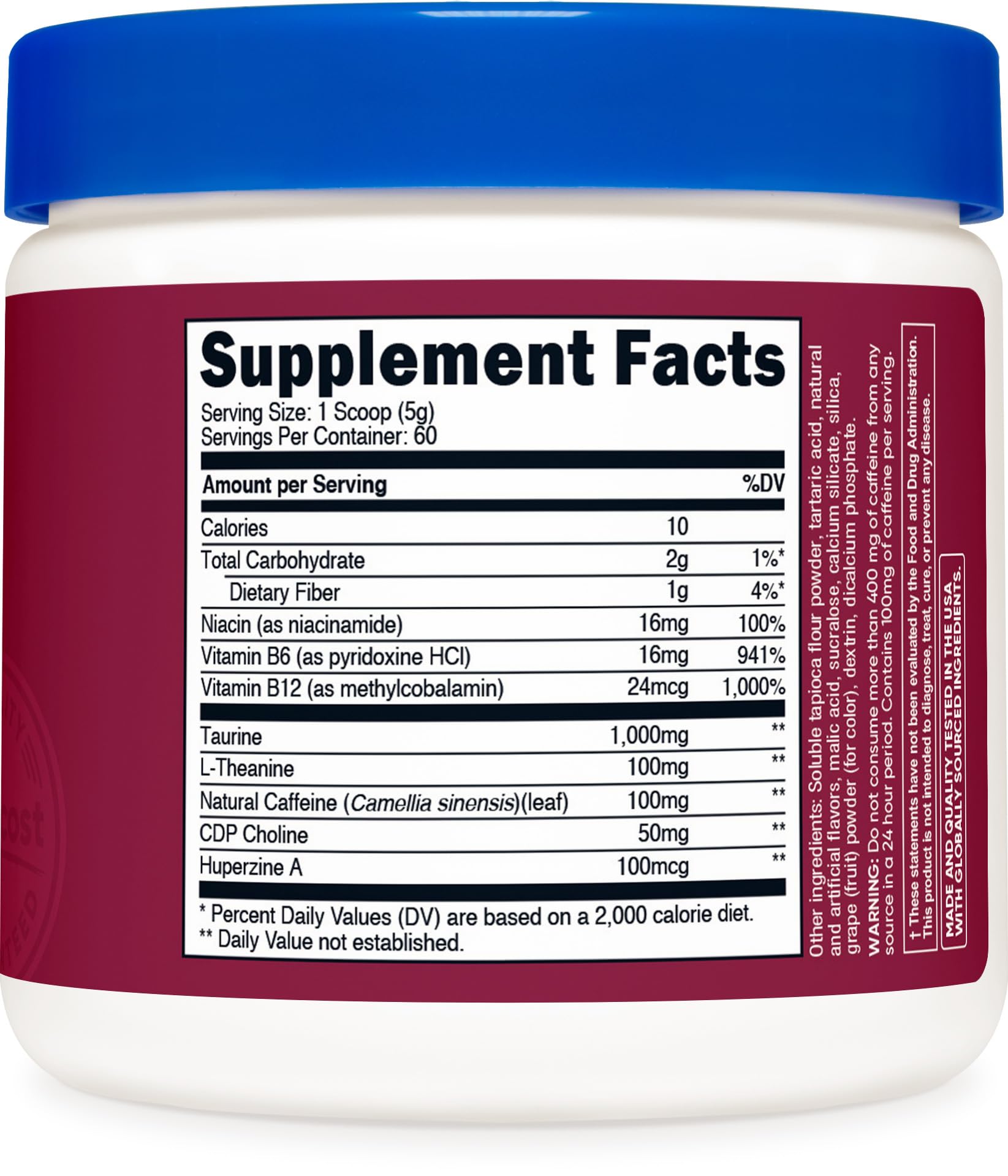 Nutricost Energy Drink Powder (Grape) (60 Servings) - Pre Workout Supplement with Natural Flavors - Non-GMO, Gluten-Free