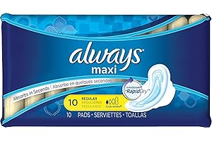 Always, Maxi Pads For Women, Size 1, Regular Absorbency With Wings, 10 Count