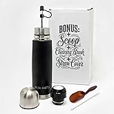 BONMATEI NEW Premium Automate – Self-Serving Stainless Steel Mate Bottle 16.9 fl oz | 2-in-1 Thermal Mate Cup with Built-in Bombilla | Keeps Drinks Hot or Cold | Ready to use (Black w/a)