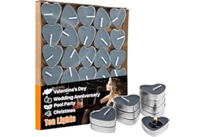 Black Heart-Shaped Tea Lights - Tea Candle,Mini Candles,Heart Candle,Smokeless Tealight Candles,Wedding Shower Tealight Roman