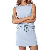 Casly Lamiit Two Piece Sets for Women Summer Outfits Crew Neck Sleeveless Tennis Skirt Set Striped Athletic Matching Sets